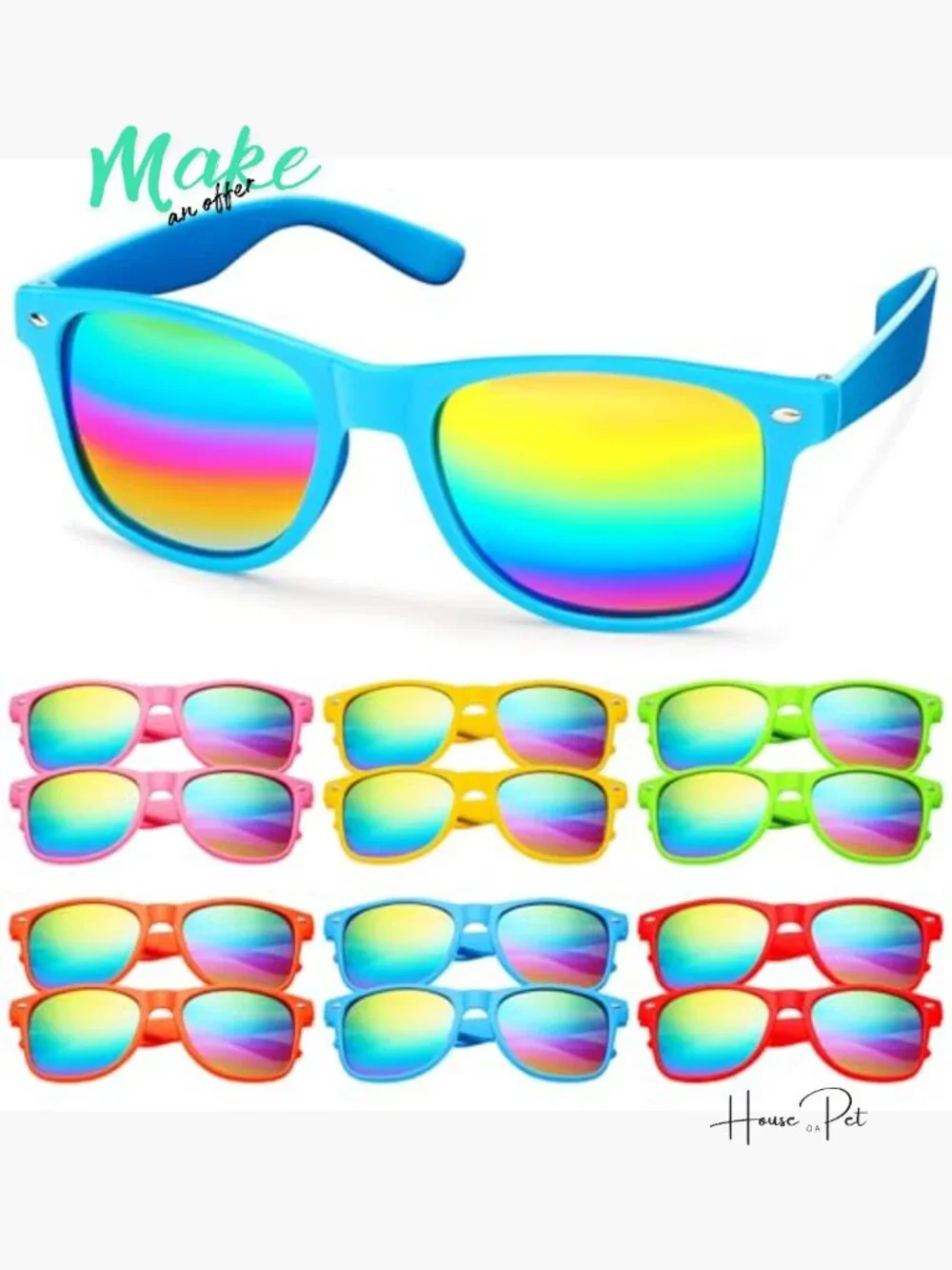 24 Neon Sunglasses with UV Protection, Bulk Party Favors for Goody Bags